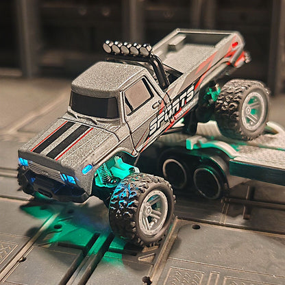 1:64mini RC Truck, Scale Remote-controlled Alloy Toy, 2.4GHz Off-Road Alloy Truck, Monster Off-road Pickup Truck For Boys, Tabletop Decoration, Birthday Gift, Christmas Gift, New Year Gift, With Body Lights And Headlights.Rock Crawler Toy