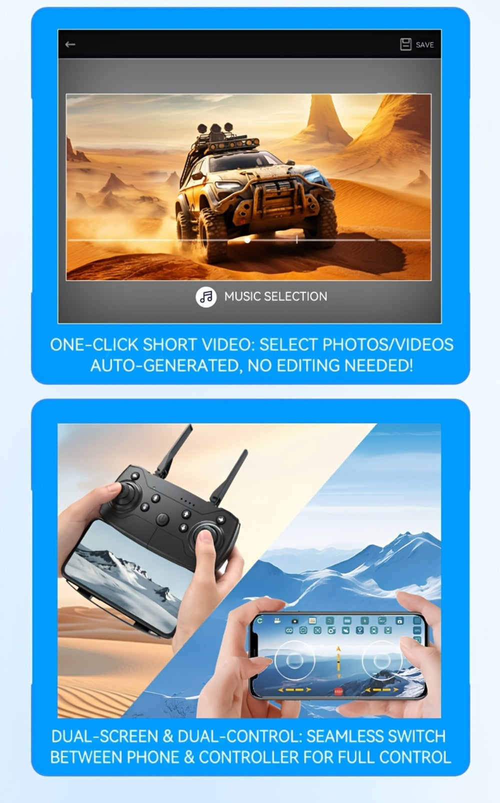 Foldable HD Camera Drone with Free Storage Bag & USB-C Charging – 3D Flips, Beginner-Friendly Aerial Photography Quadcopter for Vlogging, Outdoor Flying, Single or Dual Camera Options