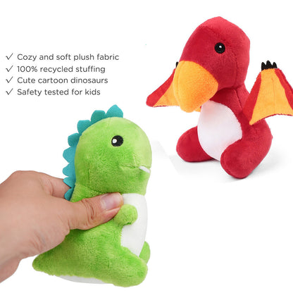 Dinosaur Stuffed Animal, 5 Pack Small Dino Plush Toys and Egg Bag Set, Plushies for Baby Kids Toddlers, Christmas Gift