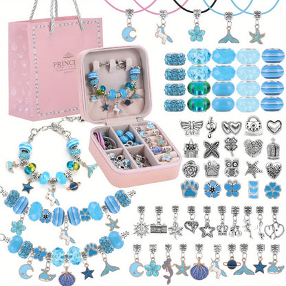 Bracelet Making Kit for Girls & Women – DIY Unicorn Mermaid Jewelry Craft Set with Portable Jewelry Box, Handmade Beaded Bracelet, Birthday Christmas Valentine's Day Graduation Gift