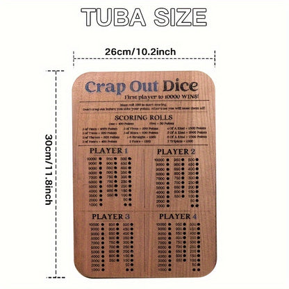 Crap Out Dice Score Board, Dice Game Fun Scoreboard, Crap Out Dice Board Score Sheet, Wooden Dice Game Fun Scoreboard(10 Inches)