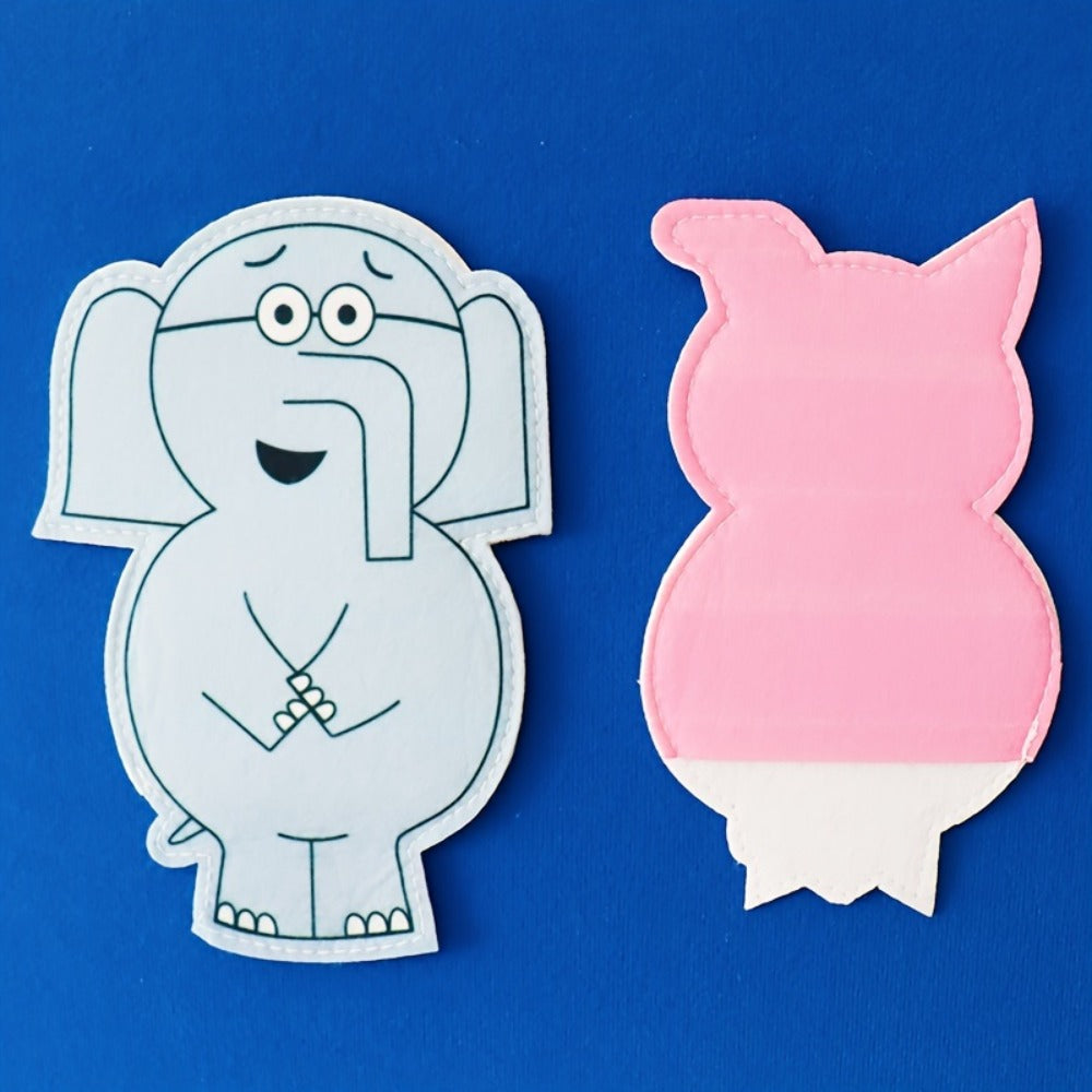 Hand Puppets of Elephant And Piggie - Props for Storytelling Performances, Interactive Teaching Tools for Classrooms by Hoojojo