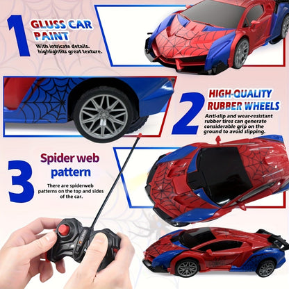 Spider Transformer RC Car for Kids – 1:18 Scale One-Button Transform Robot Toy Car with LED Headlights, 2.4GHz 360° Rotation Drift, Police Car Racing, Birthday Christmas Gift for Boys & Girls Ages 3+