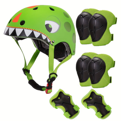 Kids Bike Helmet with Knee and Elbow Pads – Adjustable Protective Gear Set for Ages 5-14, Lightweight 350g with Ventilation, for Bike Scooter Roller | Best Safety Gift for Boys and Girls