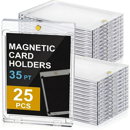 100/ 50/ 25pcs Slim Magnetic Card Holder, 35pt Single Touch, U-V Protectors Hard Plastic For Trading Cards, Magnet Case, Sports, Game, Football, Baseball