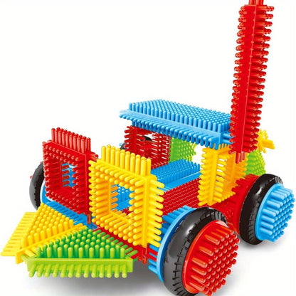 Hedgehog Bristle Blocks for Toddlers 150PCS – Soft Interlocking Brush Building Set, Sensory STEM Learning Toy for Kids Ages 2 3 4 5, Creative Open-Ended Educational Gift for Boys & Girls, Birthday Christmas Holiday