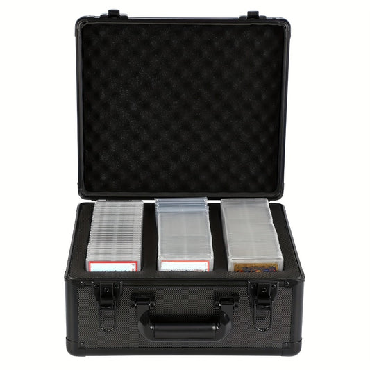 Graded Card Slab Storage Box 3-Compartment for PSA BGS FGS SGC – Premium Black Carrying Case 13.5x11.5x7.1 Inch Protects Slabs and Sleeved Cards, Trading Card Collector Organizer