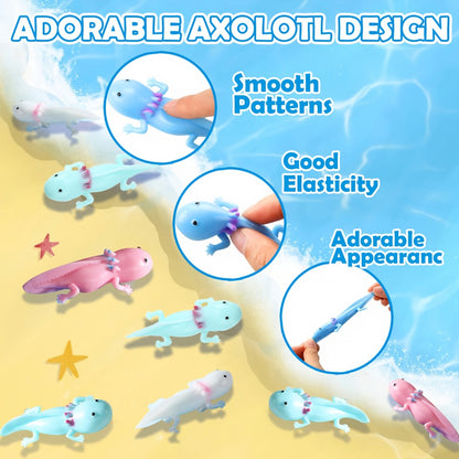 24pcs Axolotl Slingshot Sensory Fidget Toy Cute Axolotl Party Favors Axolotl Squishy Axolotl Gifts For Child Toys Axolotl Birthday Party Amphibiously Gifts Decorations, Finger Puppet Toy.
