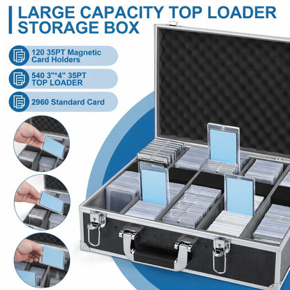 Trading Card Case Aluminum Alloy with Key Lock – PSA Graded Slab Storage Box for TCG MTG Pokemon Sports Cards Collector Organizer