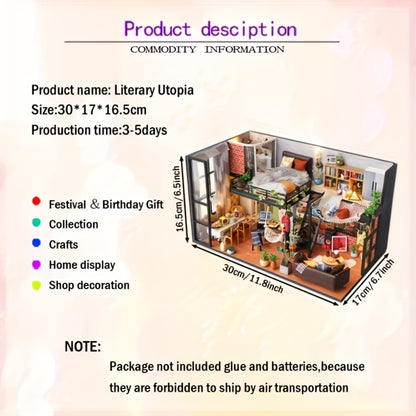 Miniature Apartment Dollhouse Kit with Protective Cover Handmade 3D Puzzle DIY House Furniture Accessories Home Decor Gift for Adults Teens Birthday Christmas Anniversary