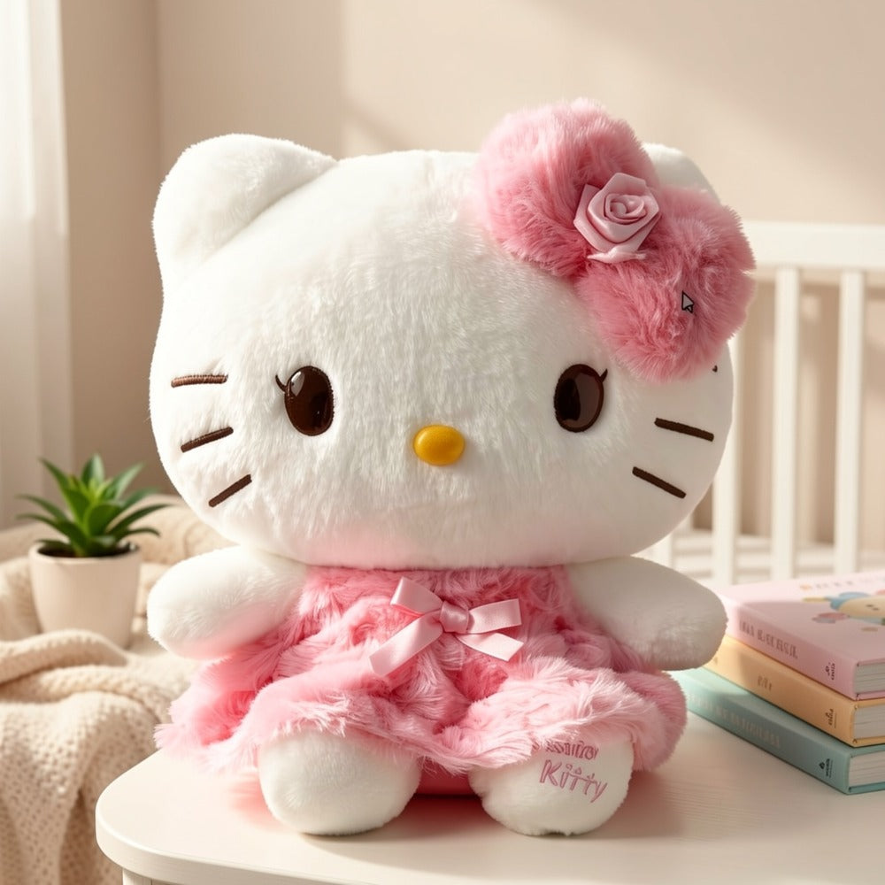 Hello Kitty Plush Toy 10 Inch Sanrio Kawaii Pink Rose Dress Stuffed Animal – Soft Cute Doll Gift for Girls, Kids & Teens, Birthday Christmas Valentine's Day