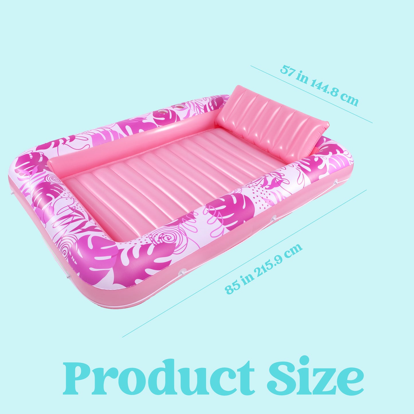SYNCFUN Inflatable Tanning Pool Lounger Float, Extra Large Pool Floats Adult with Pillow, 4 in 1 Suntan Tub Raft Floatie, Sunbathing Bed Lounge Blow Up Ball Pit Party Gifts, Hot Pink