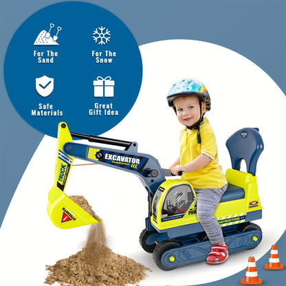 [Holiday Gift Birthday Gift] Large Ride-On Engineering Vehicle Toy - Manual-Powered Beach & Indoor Play, Ride On Toys Design Gifts with Safety Bumpers, Durable Construction Truck-Holiday Gift & Sturdy Build Quality Ages 3 4 5 6 +, Perfect Birthday Gift To