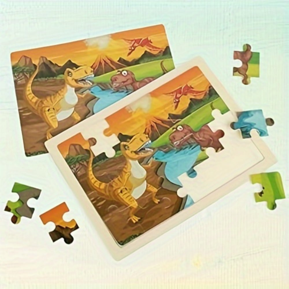 Wooden Dinosaur Puzzle Set for Kids Ages 3-8 – 4-in-1 Jigsaw Puzzles with 24 Pieces, Colorful Preschool Educational Toy for Boys & Girls, Fun Birthday Christmas Gift for Toddlers & Children