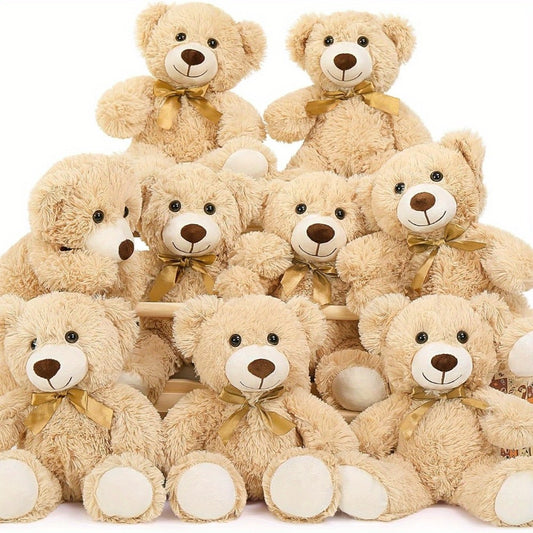 8 Bulk Teddy Bears, Small Khaki Plush Toys, Stuffed Animals in Bulk, Small Soft Bears, Plush Decorations for Weddings, Birthdays, Christmas, And Parties