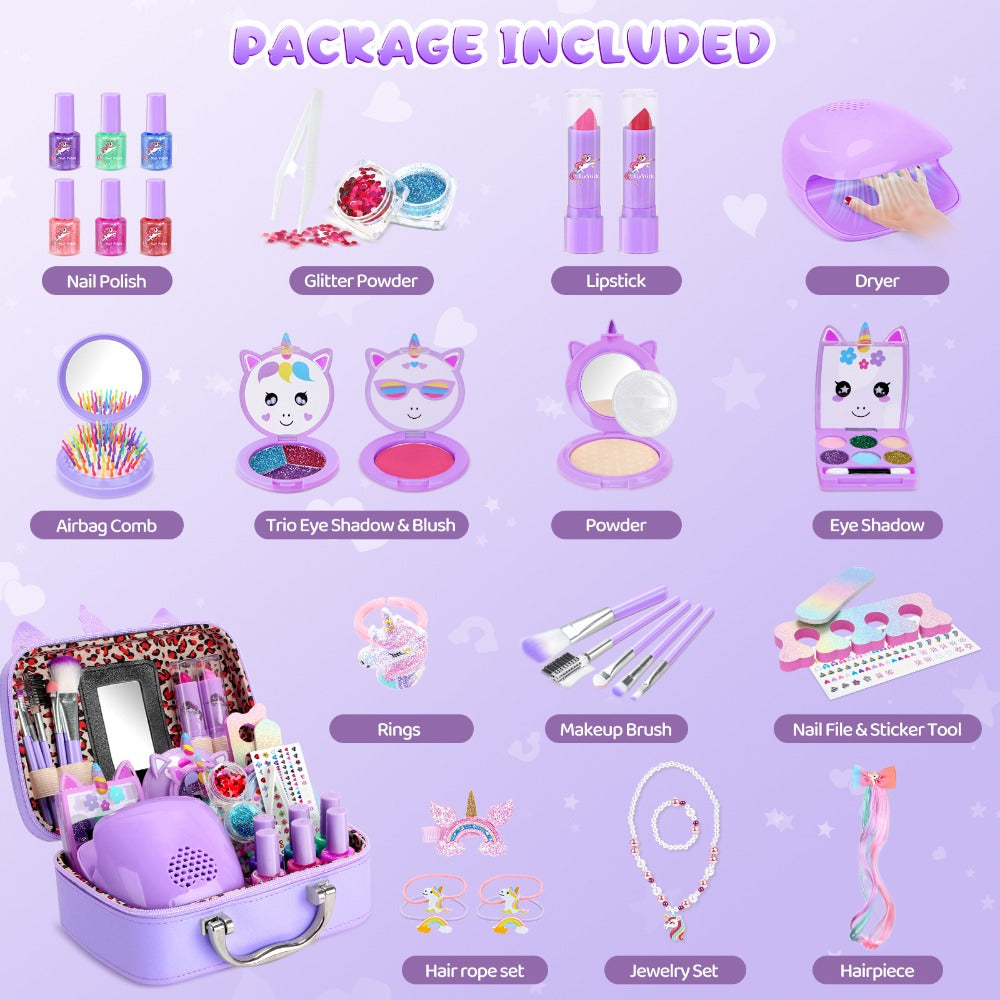 Children's Makeup Sets, Washable, Sets, Nail Art Sets, Princess Toys And Birthday Gifts, Suitable for Girls Aged 3 And Up, Are The Perfect Choice for Valentine's Day, Christmas And Back-to-school Gifts.