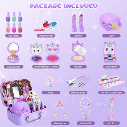 Children's Makeup Sets, Washable, Sets, Nail Art Sets, Princess Toys And Birthday Gifts, Suitable for Girls Aged 3 And Up, Are The Perfect Choice for Valentine's Day, Christmas And Back-to-school Gifts.