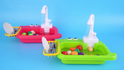 Mini Sink Toy, Play Sink with Running Water, Automatic Water Cycle System, Kids Pretend Role Play Dishwasher Toys for Boys And Girls