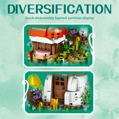 Fairy Mushroom House Building Blocks Set 2000+ Pcs – Mythical M-Shaped Miniature Architecture Model 663, Creative Desktop Decoration Display Kit for Adults & Teens, Birthday Gift for Fantasy Lovers