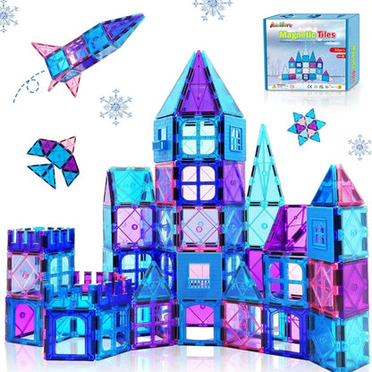 Magnetic Tiles Building Set 32 Pcs – 3D Magnetic Building Blocks for Kids Ages 3-8, Princess Castle Construction Toy for Boys & Girls, STEM Educational Gift for Birthday Christmas