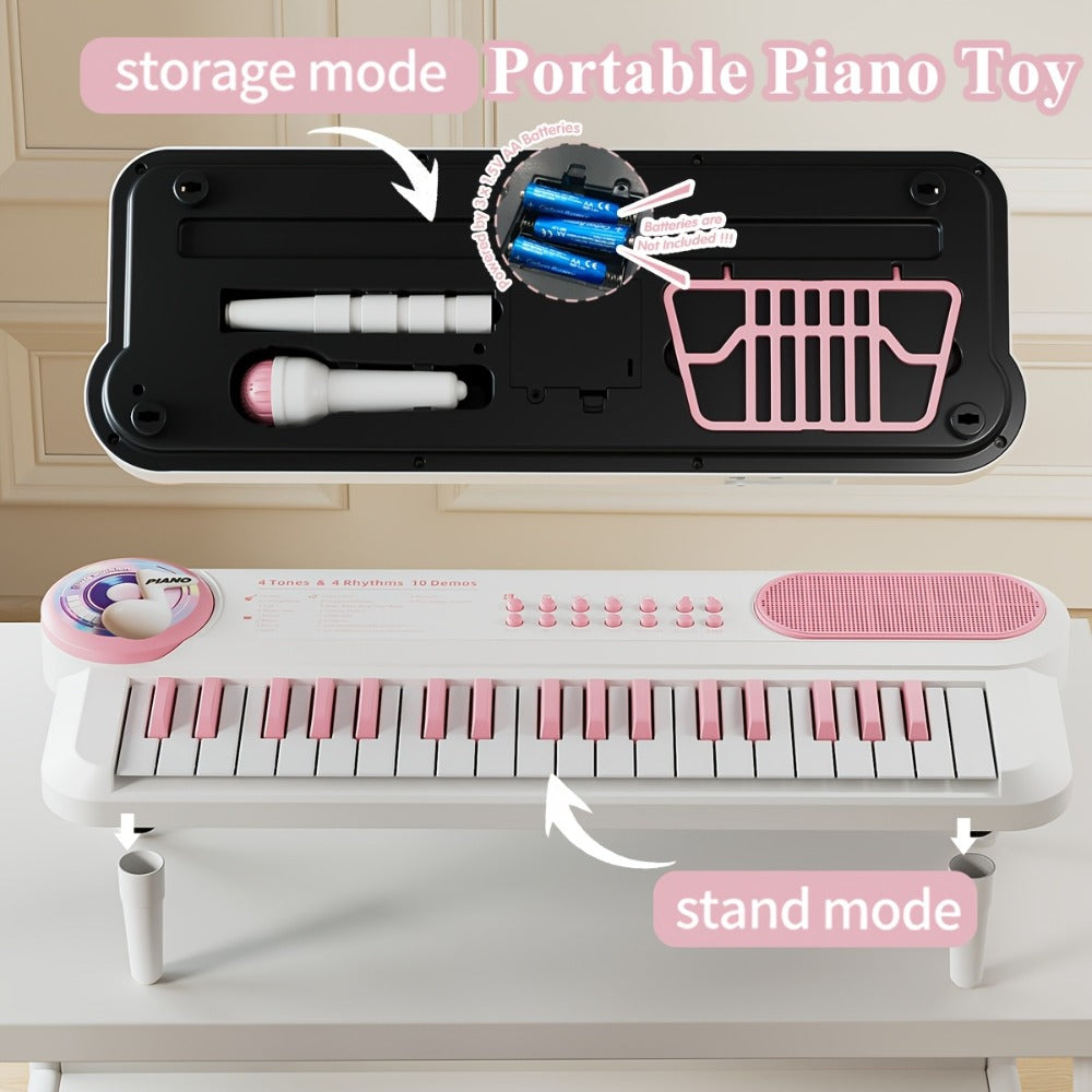 White Kids Electronic Keyboard Musical Toy, Multi-function Instrument, Beginner's Piano for Boys & Girls, Finger Music Playset, Ideal for Christmas, Halloween, Birthday Gift, USB Or AA Batteries (not Included)