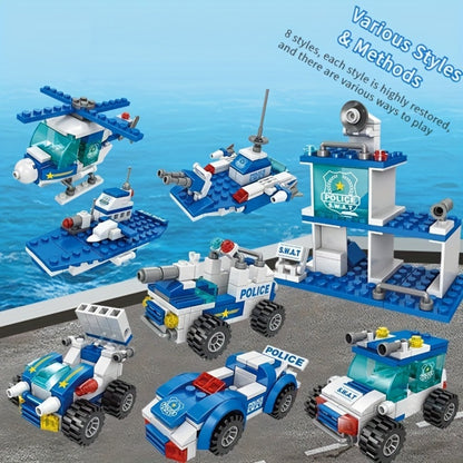 City Police Building Blocks Set 700 Pieces – Patrol Car Truck with Action Figures, Brick Toy for Boys Role Play STEM, Birthday Christmas Halloween Thanksgiving Gift Ages 6 7 8 9 10