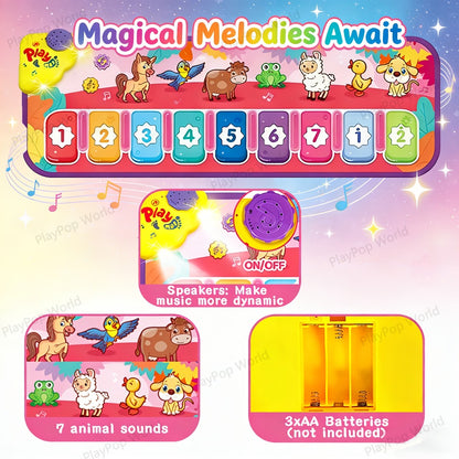 Children's Electronic Toy Farm Animal Piano Mat, Kids' Musical Carpet Play Mat, Children's Sensory Educational Learning Dance Keyboard Touch Blanket, Easter, Christmas, Birthday Gift, Suitable for 0+ Girls and Boys | Indoor/Outdoor Toy