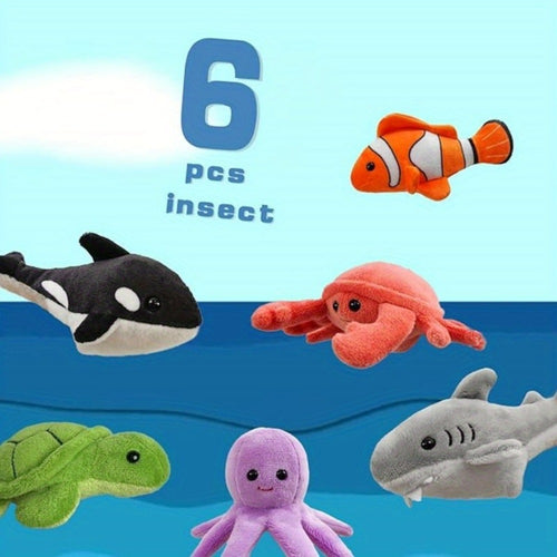 6pcs Finger Puppets Set, Cute Sea Animal Finger Puppet For Role-Playing Mini Hand Puppets Suitable For Kids, Sea Animal Puppets For Storytelling, Realistic Finger Puppet For Toddlers.