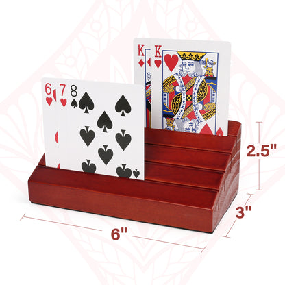 2Pcs Playing Card Holder Wooden Hands Free Cards Holder Rack Organization 4 Slots Durable