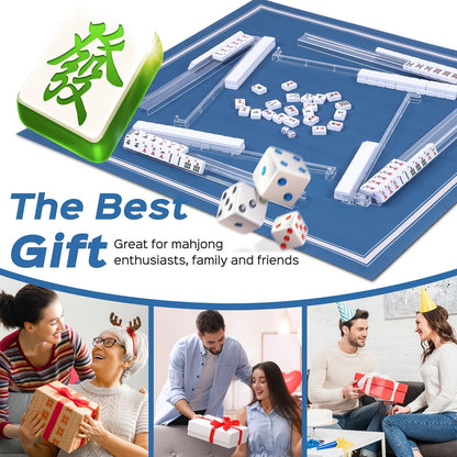 Mahjong All in 1 Tile Rack And Pusher with Bag, Clear Acrylic Mahjong Set, Modern American Mahjong, 4pcs/Set, Built in Pushers, Transparent