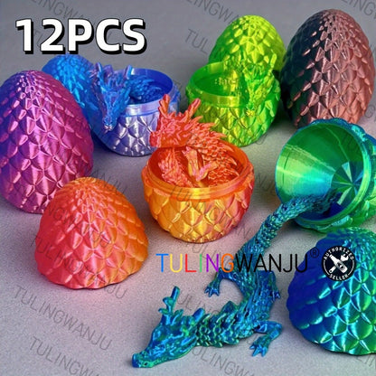 Dragon Figurine & Dragon Egg Set 12pcs – Fantasy Collectible Statues 11.81" Dragon Statue + 3.54" Egg Ornaments Random Colors Home Decor Gift for Dragon Lovers Collectors Teens Birthday Christmas