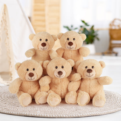 LotFancy Teddy Bear Stuffed Animals, Set of 5, 8 inch Small Teddy Bear Bulk, Baby Bear Plush Toy for Baby Shower Decoration, Kids Birthday Gift For Boys Girls, Gifts for Girlfriend, Birthday Christmas Gifts Valentine's Day Brown