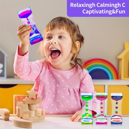 Liquid Motion Bubbler Hourglass Sensory Toy 6 or 12 Pack – Colorful Calming Timer Fidget Toy for Kids, Teens & Adults, Anxiety Relief & Relaxation, Classroom & Desk Decor
