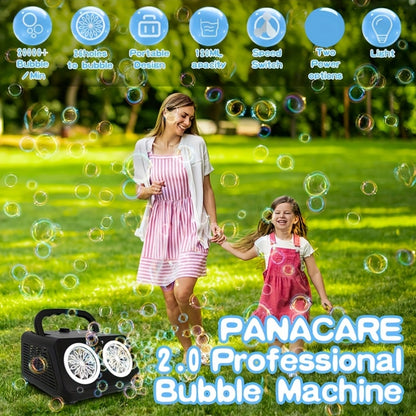 Automatic Bubble Machine, Bubble Blower With 2 Fans 20000+Bubbles Per/Min, Electric Bubble Maker For Kids Toddlers, Operated By Batteries, Includes Bubble Solution, Bubble Toys For Outdoor.