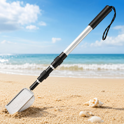 1pc Stainless Steel Beach Sand Sifter, Retractable Beach Sieve for Treasure Hunting, Shell Conch Collecting, Also for Cat Litter Scoop