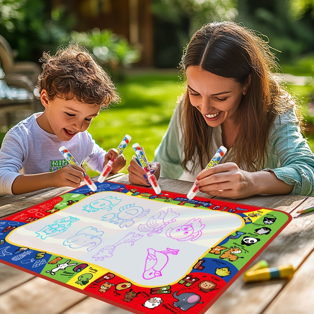 Reusable Water Doodle Mat for Kids with 2 Water Pens – Large Size Mess-Free Drawing Pad, Non-Toxic Educational Art Toy, Interactive Gift for Boys & Girls Ages 2-8