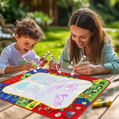 Reusable Water Doodle Mat for Kids with 2 Water Pens – Large Size Mess-Free Drawing Pad, Non-Toxic Educational Art Toy, Interactive Gift for Boys & Girls Ages 2-8