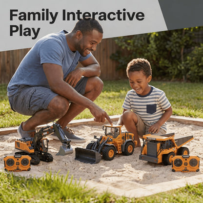 Remote Control Construction Vehicle Set 2/3/4pcs – 2.4G 11-Channel RC Excavator Dump Truck Bulldozer Alloy & Plastic Engineering Toy Car Kit for Kids Boys, Great Birthday Gift