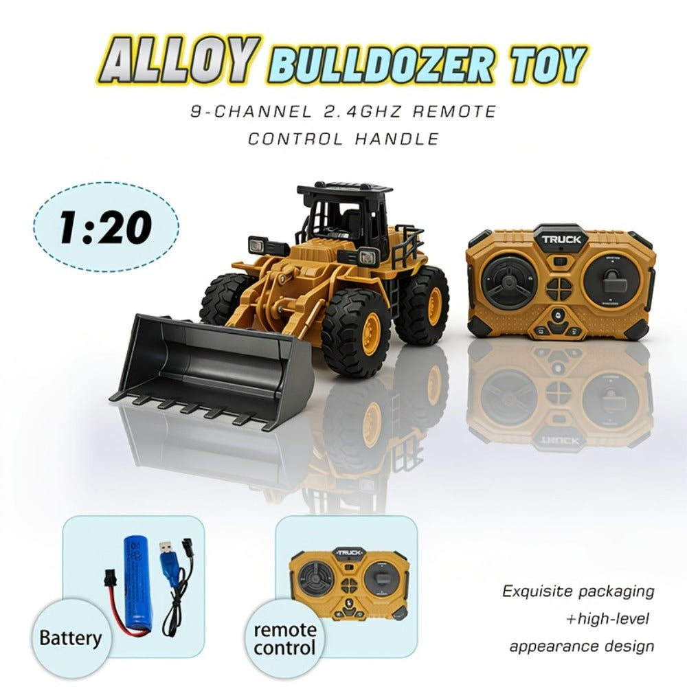 Alloy RC Construction Vehicle Toy for Kids – 2.4GHz Remote Control Excavator, Loader, Dump Truck with Alloy Metal Cap, Light & Sound, Rechargeable Battery, Boys Gift for Halloween Thanksgiving Christmas
