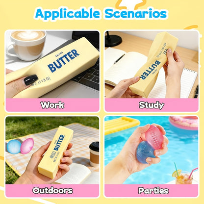 Squishy Stress Ball Fidget Toys 4 Pack – Slow Rising Butter Squishies Ultra Soft Sensory Squeeze Toys for Kids & Adults, Anxiety Relief Desk Toy, Party Favors & Gift Set