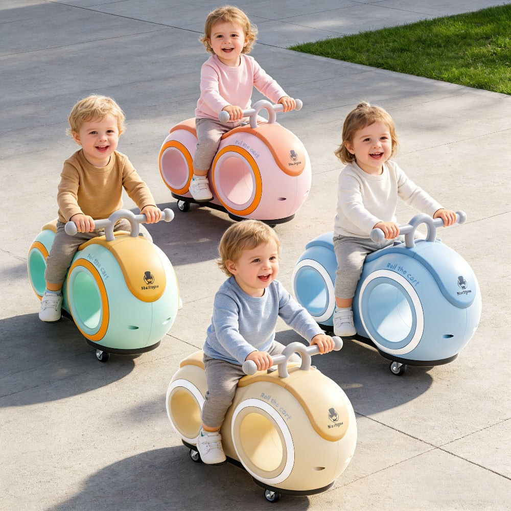 Anti-Tip Baby Walker with Music & Lights – 4-Wheel Toddler Learning Walker, 220 lb Capacity, Widened Stable Base, Indoor Outdoor Ride-On Toy, Birthday Gift for Boys & Girls Ages 1+
