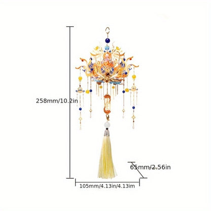 3D Metal Puzzle Phoenix Crown Qingluan – Blue & Gold DIY Assembly with Beads & Tassels, Chinese Mythology Art Collectible, Unique Romantic Gift for Girlfriend Boyfriend Birthday Anniversary