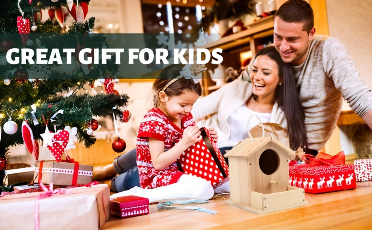 Wooden Birdhouse Building Kit for Kids – DIY Build & Paint Bird House Arts Crafts STEM Activity with Paint & Brushes, Birthday Christmas Gift Boys Girls Ages 4-12