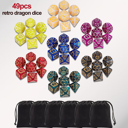 DND Dice Sets - 49pcs Polyhedral Dice, 7 Sets D&D Dice With Pouches, D4 D6 D8 D10 D% D12 D20 Dice For Dungeons And Dragons DND RPG MTG Table Games -  Polyhedral Dice - For Dungeons & Dragons Players & RPG Enthusiasts - Perfect Gift for Halloween, Christma