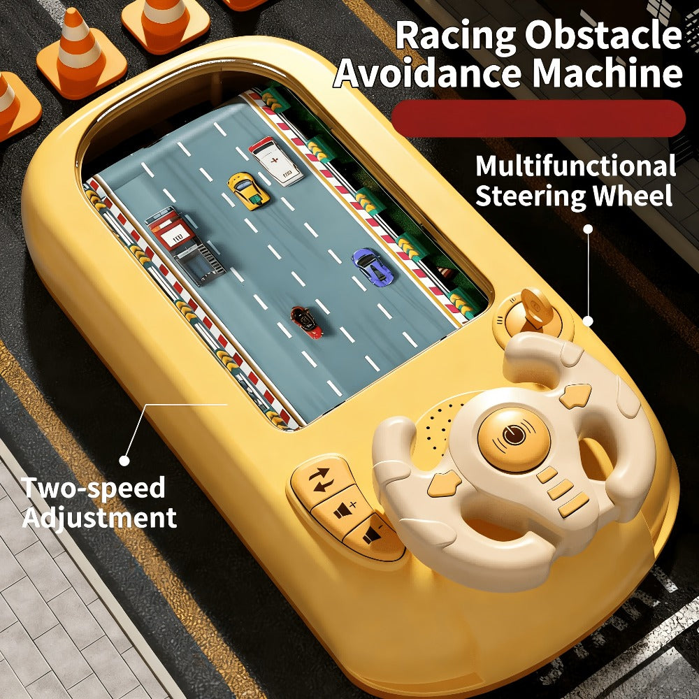 Racing Simulator Steering Wheel Toy for Boys & Girls – 200 Game Levels, Realistic Sound Effects & HD Graphics, Interactive Parent-Child Educational Toy, Birthday Summer Holiday Gift (Yellow / Green)