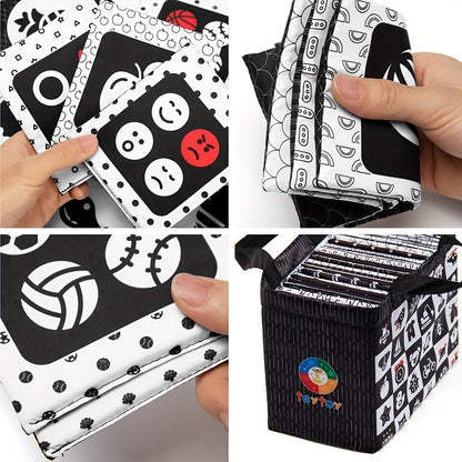High Contrast Baby Flashcards 64 Cards Black White Red – Newborn Visual Stimulation Brain Development Montessori Learning Toy, Infant Cards Ages 0-36 Months, Baby Shower Gift Registry Must Have