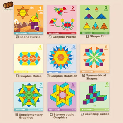 280/220/180/128pcs Creative Magnetic Wooden Puzzle, Jigsaw Puzzle Board Toy, Develops Logical Thinking, Magnetic Building Blocks, Children's Toy, Educational Toy, Geometric Shape Recognition Learning, Toy for Kids Ages 3, 4, 5, 6, 7, 8, Easter Gift