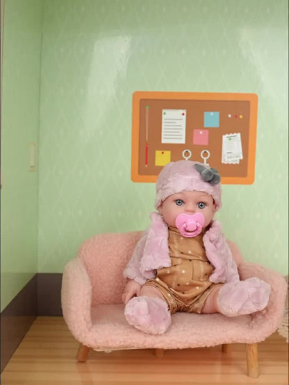 Reborn Baby Doll 12 Inch Lifelike Soft Newborn with Hat Socks & Pacifier Set – Realistic Pink Plush Silicone-Feel Doll Gift for Girls Kids Toddlers Birthday Christmas Valentine's Day Ages 3+