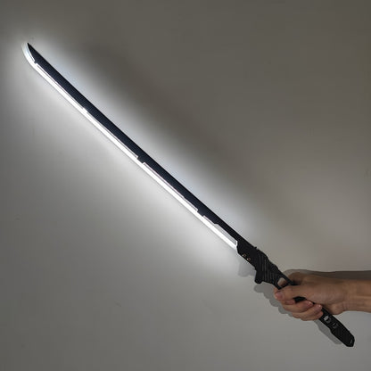 LED Cyberpunk Katana Prop 80cm Acrylic Luminous – 1:1 Scale Sci-Fi Glowing Sword for Cosplay Halloween Masquerade Party Display Collectible Blunt Safe Red Orange Green