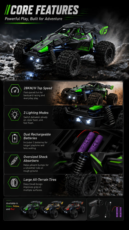High-speed Remote-controlled Car, Four-wheel-drive Off-road Remote-controlled Truck, 1:20 Scale All-terrain Remote-controlled Off-road Vehicle with LED Headlights, 2.4GHz Radio-controlled Monster Truck, Amateur-grade Remote-controlled Car
